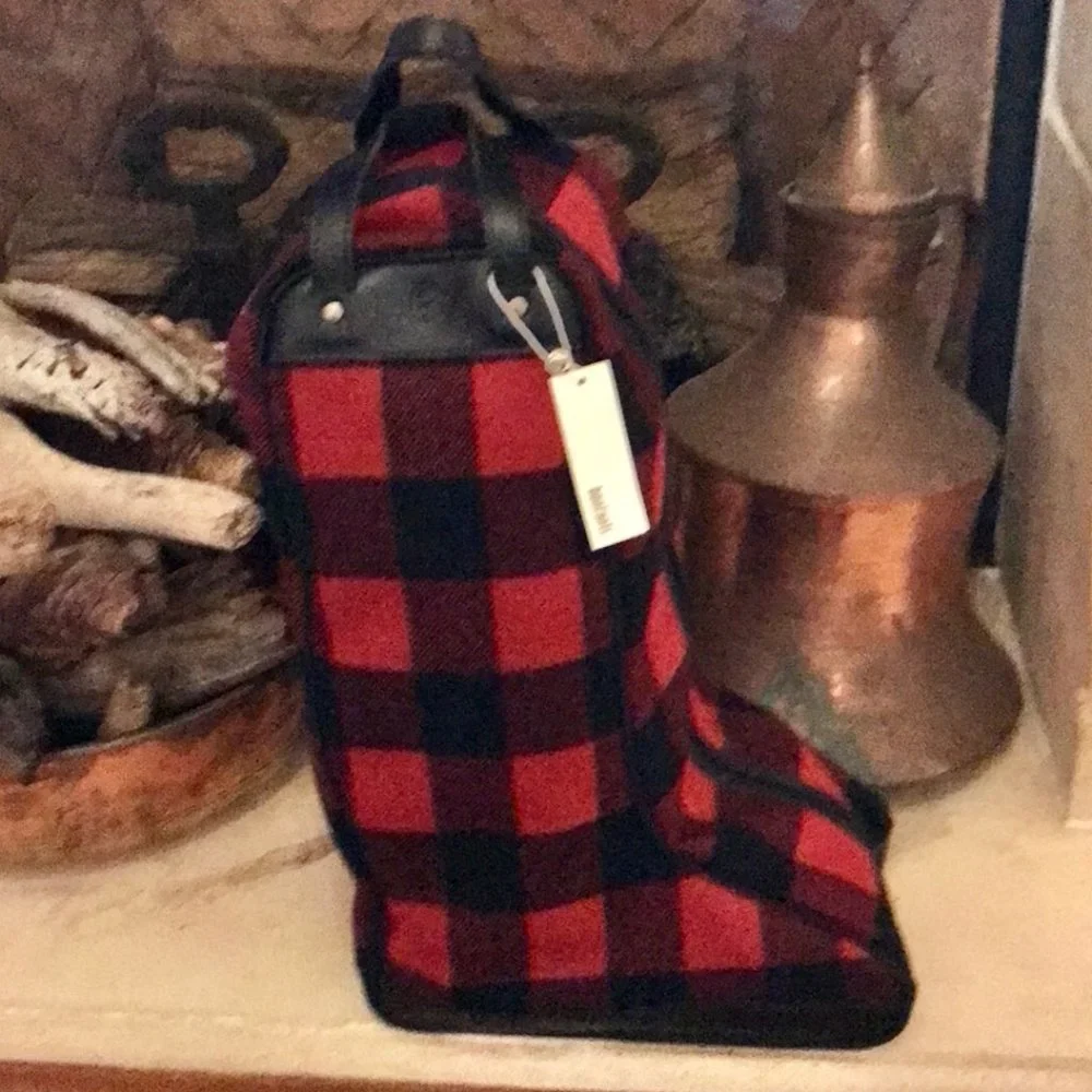 Bonfanti Borse Buffalo Plaid Wool Boot Bag